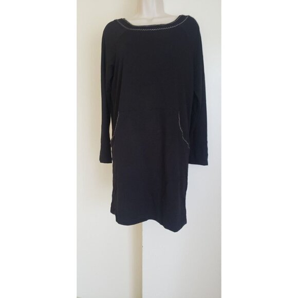 NWT $98 MAX STUDIO LONG SLEEVE KANGAROO POCKET BLACK T-SHIRT SHEATH DRESS SZ M - Picture 3 of 7